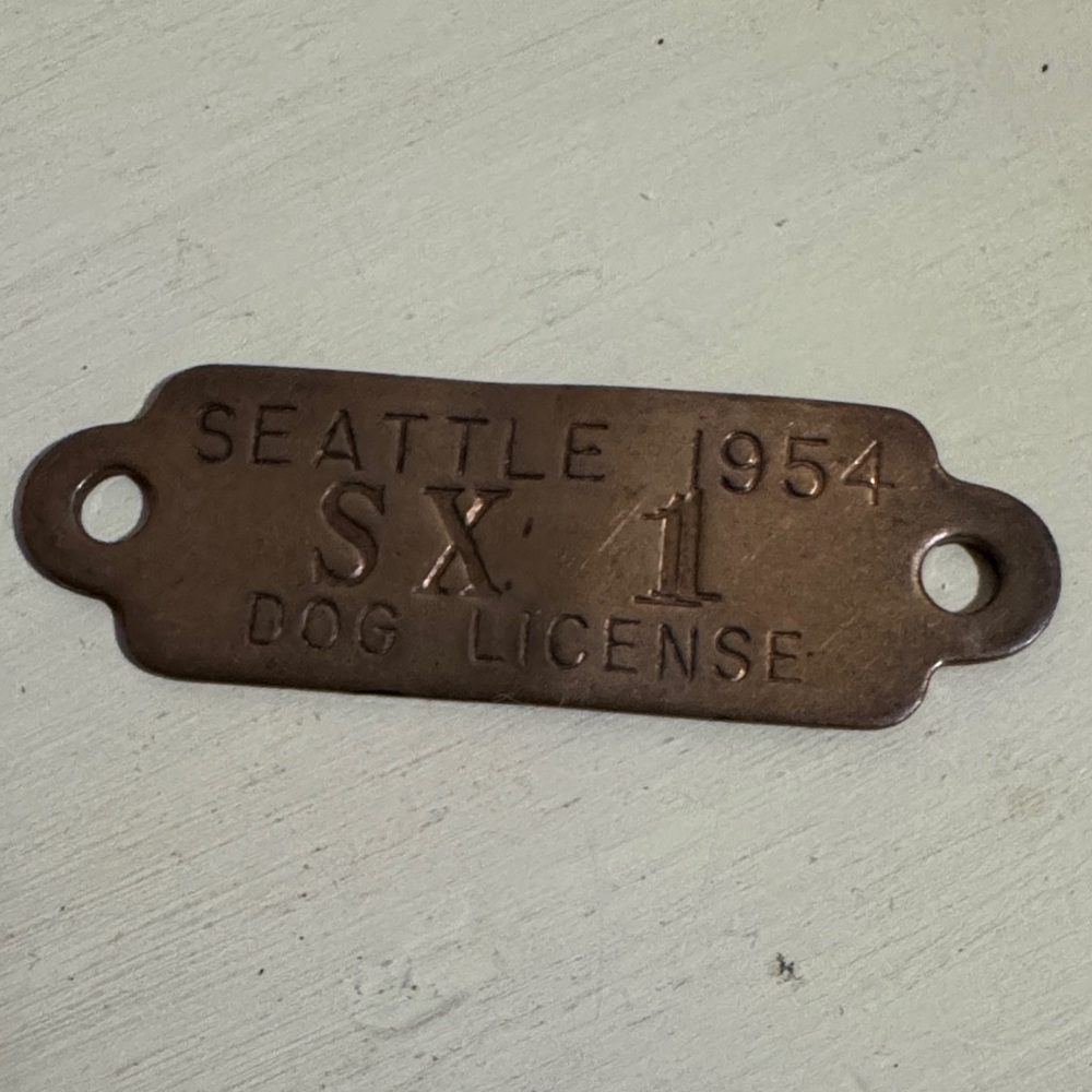 Vintage Seattle 1954 Brass Dog License Tag